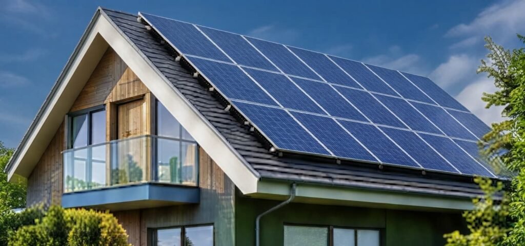 Casa con placas solares